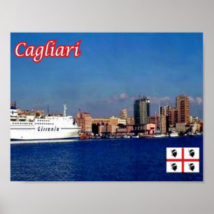 Affiche Italie - Sardaigne - Cagliari - Port -