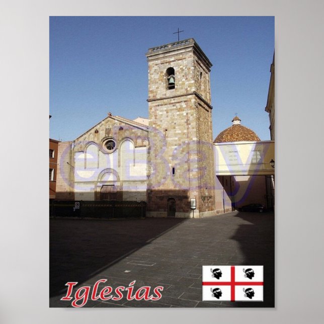 Affiche Italie - Sardaigne - Iglesias - Cathédrale - (Devant)
