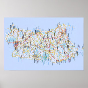 Affiche Italie - Sardaigne - Sardaigne Carte -