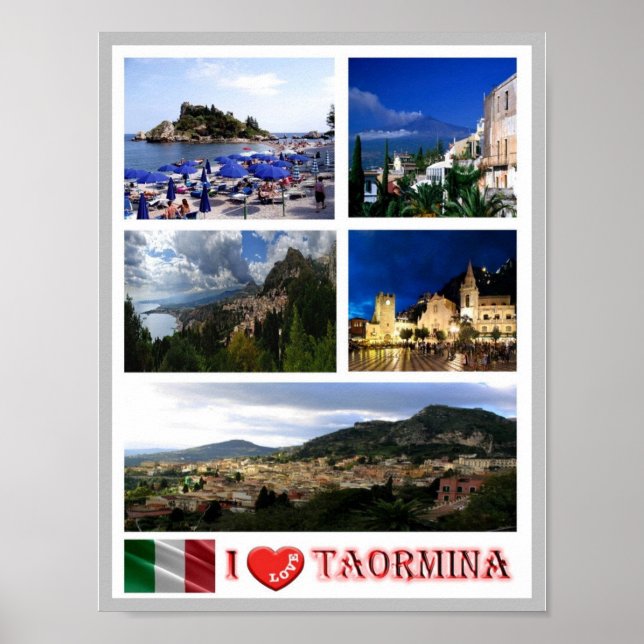Affiche Italie - Sicile - Taormina - I Love - (Devant)