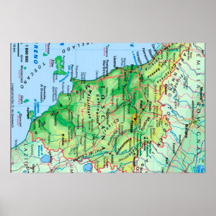 Affiche Italie - Toscane - Carte Toscane -