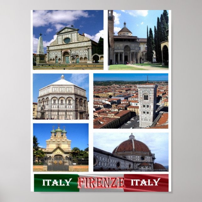 Affiche Italie - Toscane - Florence - Mosaïque - (Devant)