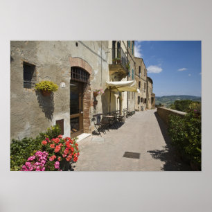 Affiche Italie, Toscane, Pienza. Promenade extérieure auto