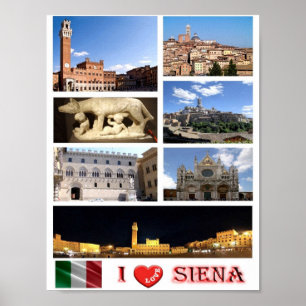 Affiche Italie - Toscane - Sienne - I Love -