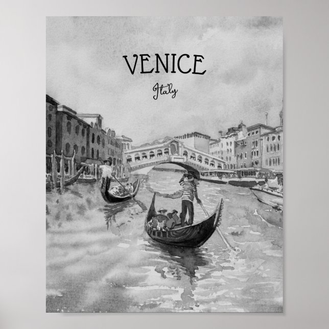 Affiche Italie Travel - VENICE souvenir noir et blanc (Devant)