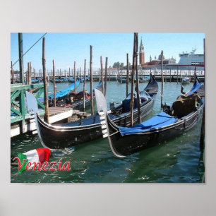 Affiche Italie - Venise - Gondolas -