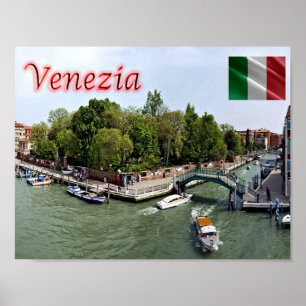 Affiche Italie - Venise - Rio Novo - Giardini Papadopoli -