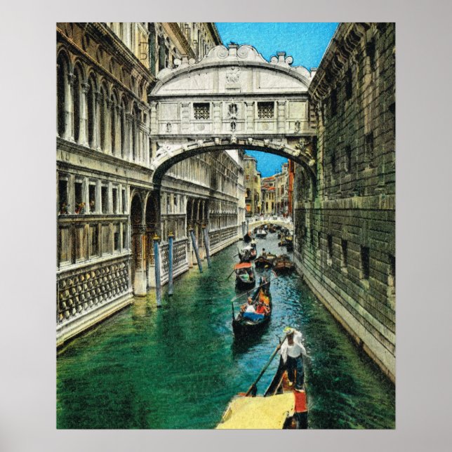 Affiche Italie vintage, Venise, Pont des Soupirs (Devant)