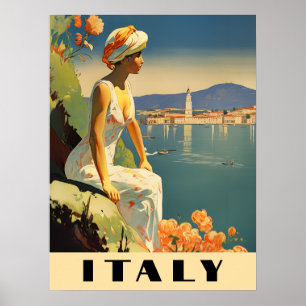 Affiche Italie Voyage Rétro Méditerranée Romantique