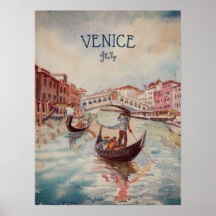 Affiche Italie Voyage - VENICE aquarelle souvenir