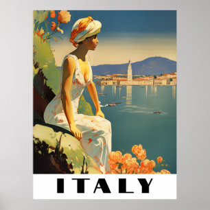 Affiche Italie Voyage Vintage Méditerranée Romantique