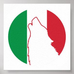 Affiche Italie Wolf Italie drapeau animal national italien