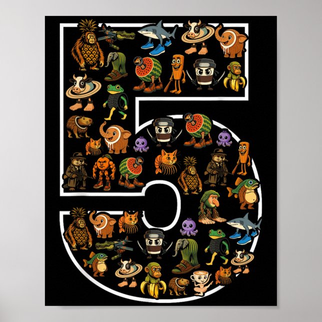 Affiche Italien Brainrot Anniversaire 5 Age Mème 5ème Enfa (Devant)