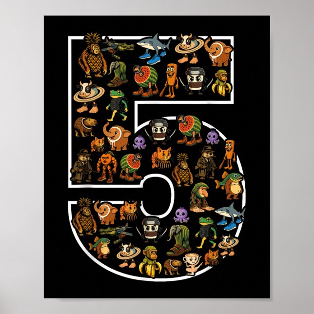 Affiche Italien Brainrot Anniversaire 5 Age Mème 5ème Enfa (Devant)