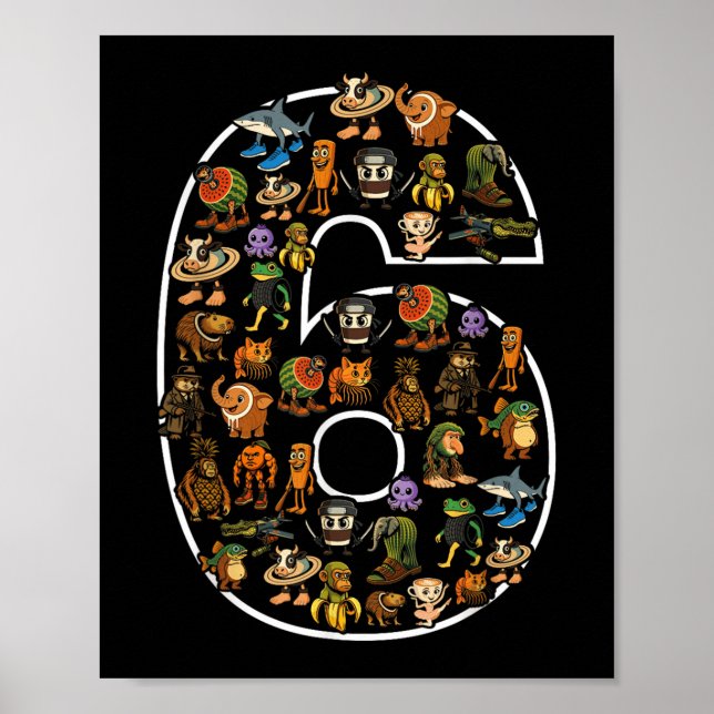 Affiche Italien Brainrot Anniversaire 6 Age Mème 6ème Enfa (Devant)