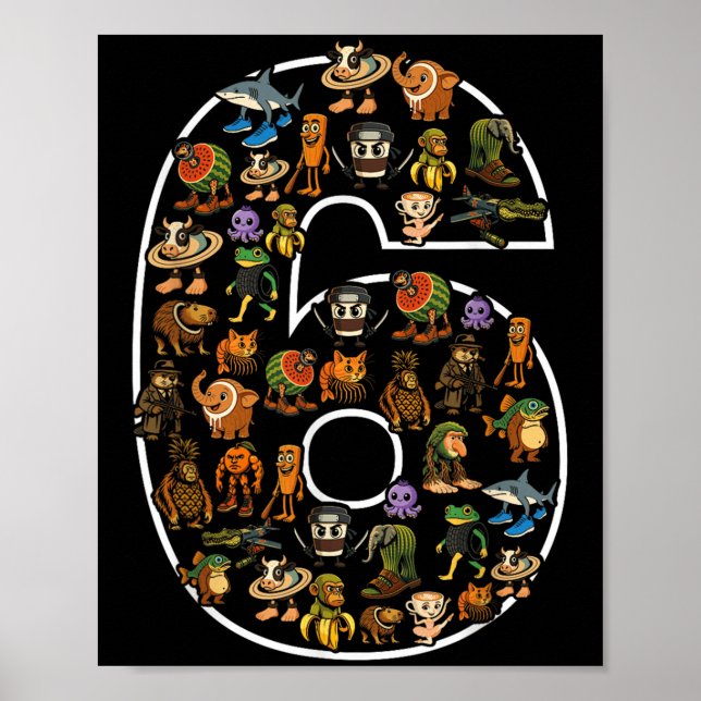 Affiche Italien Brainrot Anniversaire 6 Age Mème 6ème Enfa (Devant)