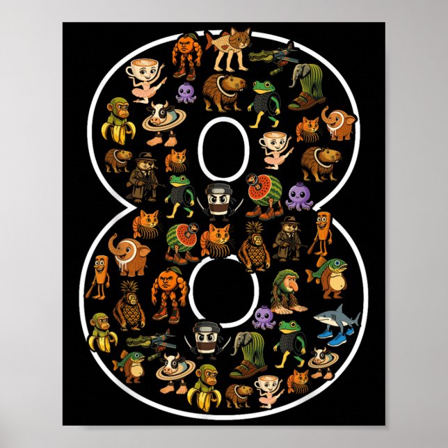 Affiche Italien Brainrot Anniversaire 8 Age Mème 8ème Enfa (Devant)