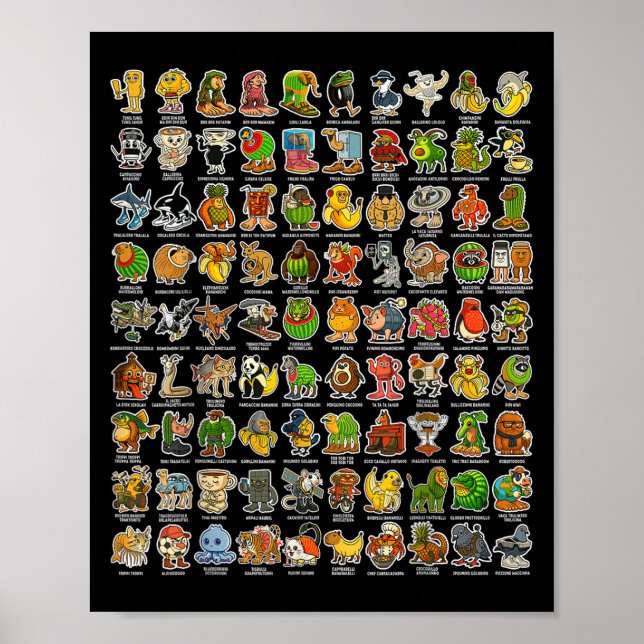 Affiche Italien-brainrot Gen Z Drôle Mème 90 Brainrot Char (Devant)