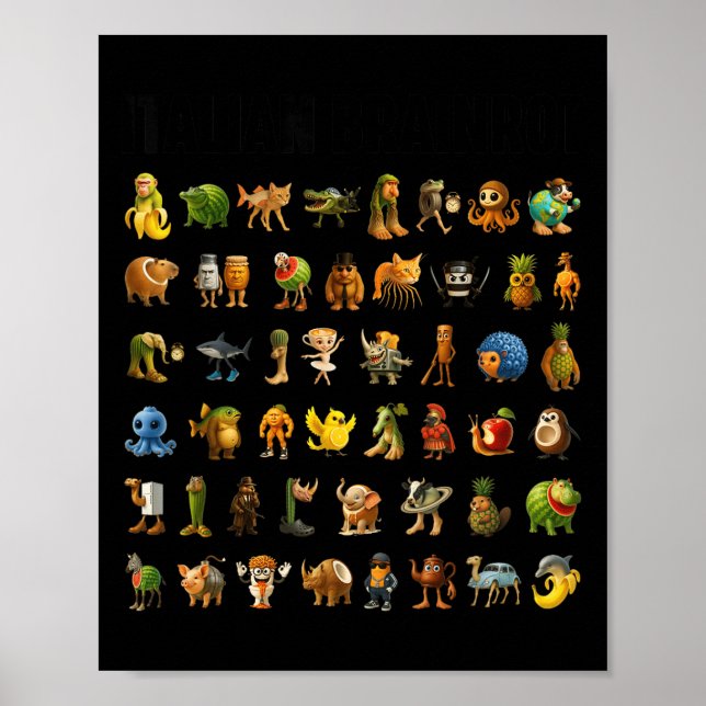 Affiche Italien Brainrot Gen-z Mème Drôle Cerveau Rot Chri (Devant)