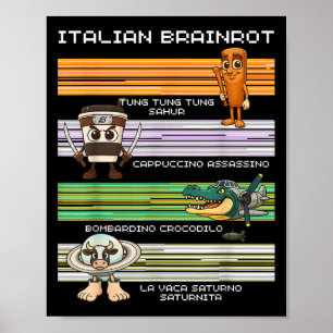 Affiche Italien Brainrot mème drôle Compilation caractère