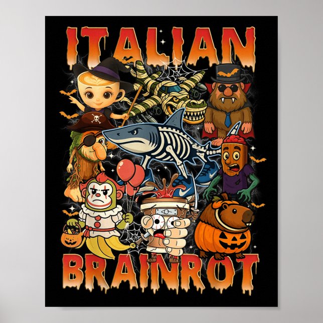 Affiche Italien Brainrot mème Italien Brainrot Halloween C (Devant)