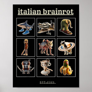 Affiche Italien Brainrot Personnages Mème Gen Z Funny Humo