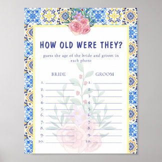 Affiche Italien Carrelage bleu Mamma Mia Fête des mariées