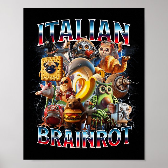 Affiche Italien Cerveau Rot Italien Brainrot Drôle Mèmes G (Devant)