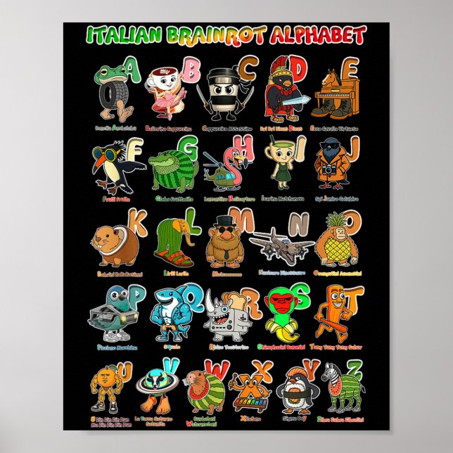 Affiche Italien Cerveau Rot Italien Brainrot Mèmes Drôle _ (Devant)