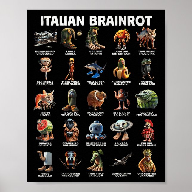 Affiche Italien Cerveau Rot Italien Brainrot Mèmes Drôle _ (Devant)