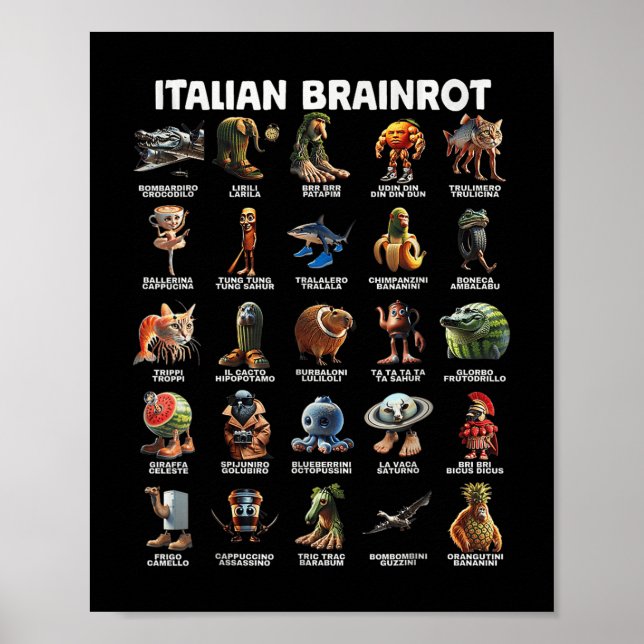 Affiche Italien Cerveau Rot Italien Brainrot Mèmes Drôle _ (Devant)
