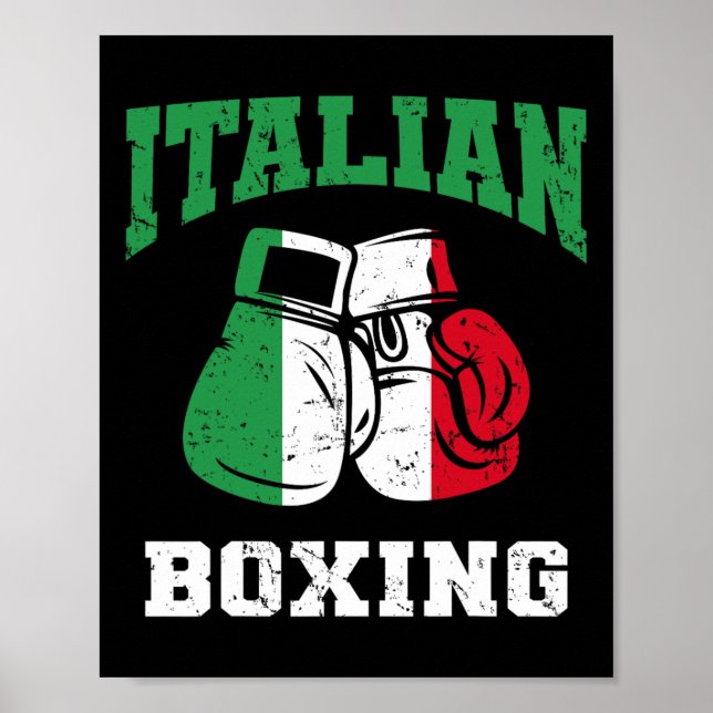 Affiche Italien Gants de boxe Italie Drapeau Équipe de box (Devant)