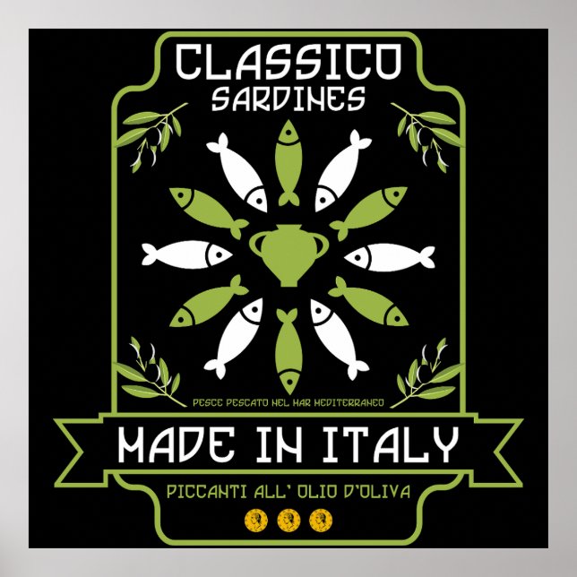 Affiche Italien Sardine Art Print Kitchen Cadeau (Devant)