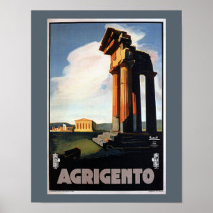 Affiche italienne vintage de voyage d'Agrigente