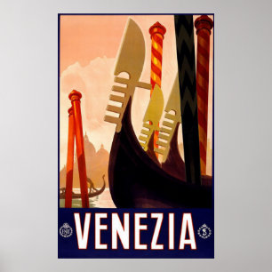 Affiche italienne vintage de voyage de "Venise"