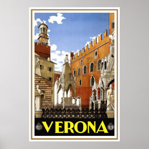 Affiche italienne vintage de voyage de "Vérone"