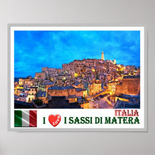 Affiche Italy - Basilicata - I Sassi di Matera - I Love -