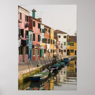 Affiche Italy, Burano. Colorful houses of line a