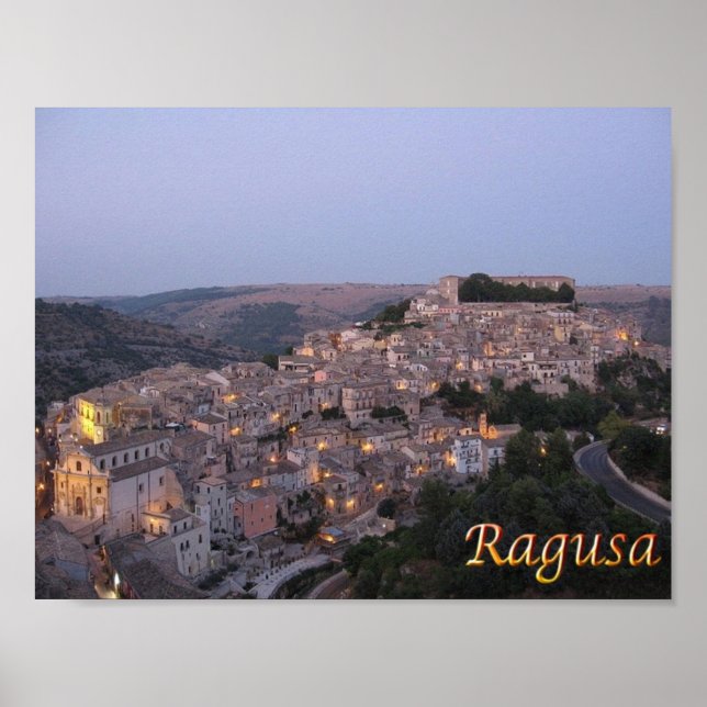 Affiche Italy - Sicily - Ragusa - Night View - (Devant)