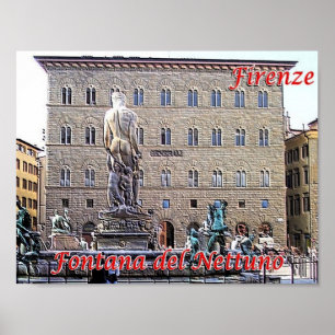 Affiche Italy - Tuscany - Florence - Fountain of Neptun -