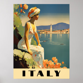 Affiche Italy Vintage Travel Romantic Mediterranean