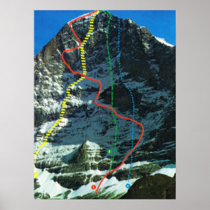 Affiche Itinéraires pour monter l'Eiger, chaîne de