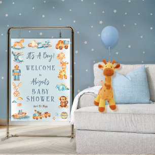 Affiche It's A Boy Wooden Stuffed Toys Baby Shower