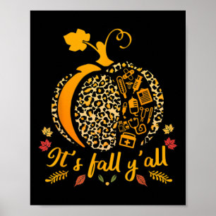 Affiche Its Cas de Yall Pumkin Halloween Nurse Scrub Tops