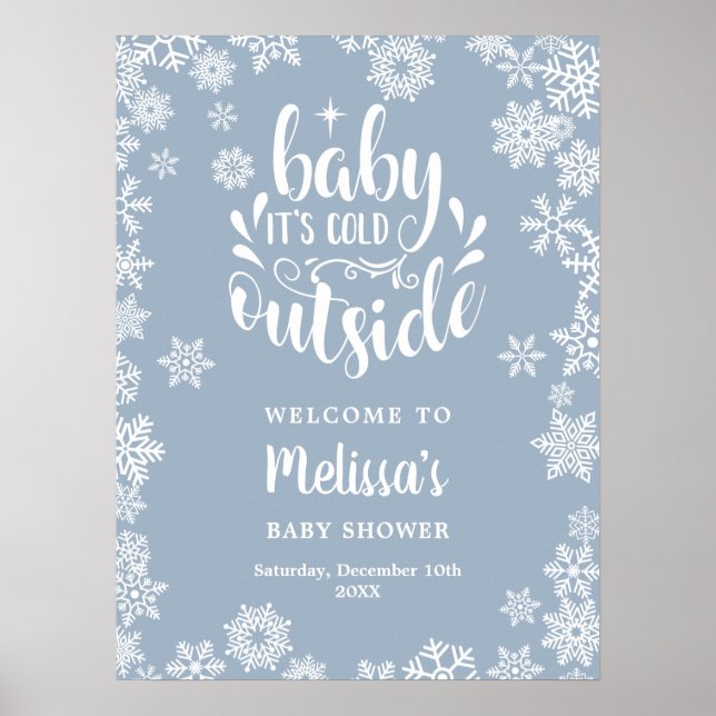 Affiche It's Cold Outside Boy Winter Baby Shower Welcome (Devant)