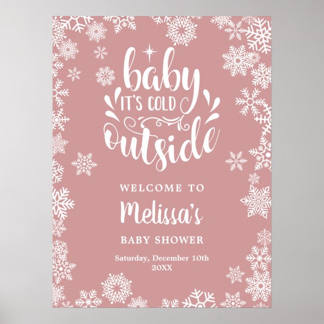 Affiche It's Cold Outside Girl Winter Baby Shower Welcome (Devant)