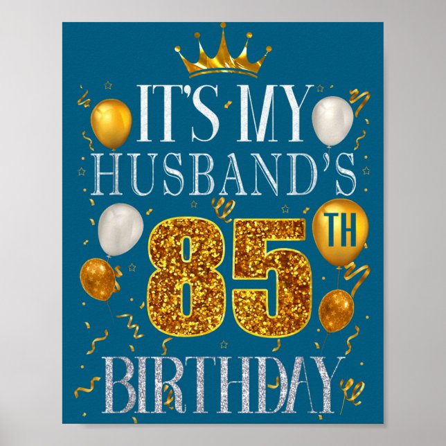 Affiche It's Husband's 85th Birthday Happy Illustration (Devant)
