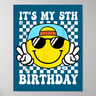 Affiche It's My 5th Birthday 5 Years Old Boys Bruh I'm 5 F