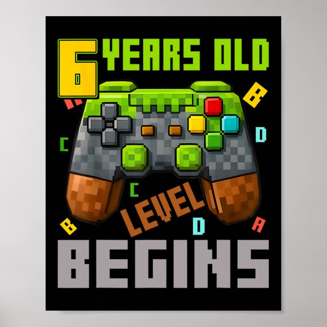 Affiche It's My 6th Birthday Pixel Gaming Controller 6 Yea (Devant)