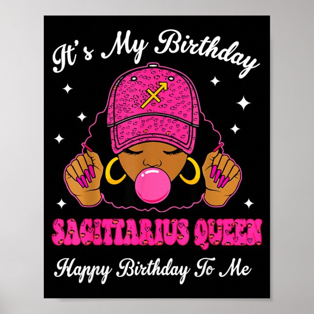 Affiche It's My Birthday Sagittarius Queen Happy Birthday  (Devant)